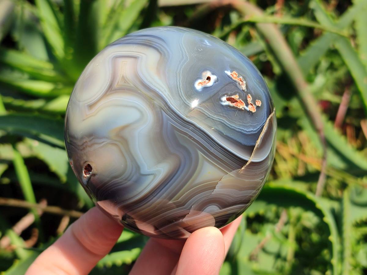 Polished Banded Agate Spheres x 2 From Madagascar - Toprock Gemstones and Minerals 