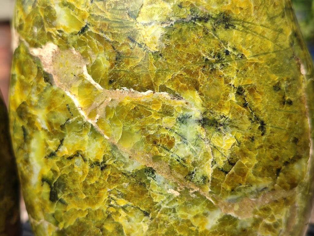 Polished Green Opal Standing Free Forms x 2 From Antsirabe, Madagascar - Toprock Gemstones and Minerals 