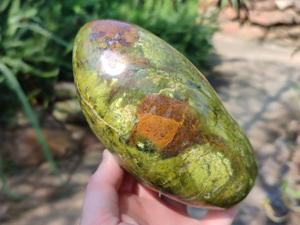 Polished Green Opal Standing Free Forms x 2 From Antsirabe, Madagascar - Toprock Gemstones and Minerals 