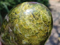 Polished Green Opal Standing Free Forms x 2 From Antsirabe, Madagascar