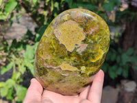 Polished Green Opal Standing Free Forms x 2 From Antsirabe, Madagascar