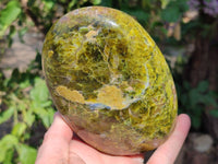 Polished Green Opal Standing Free Forms x 2 From Antsirabe, Madagascar