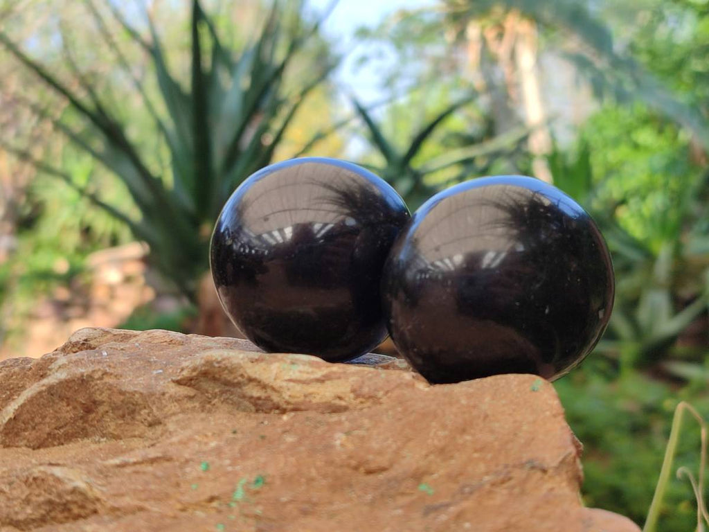 Polished Black Basalt Palm Stone x 12 From Antsirabe, Madagascar - Toprock Gemstones and Minerals 