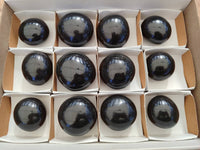 Polished Black Basalt Palm Stone x 12 From Antsirabe, Madagascar