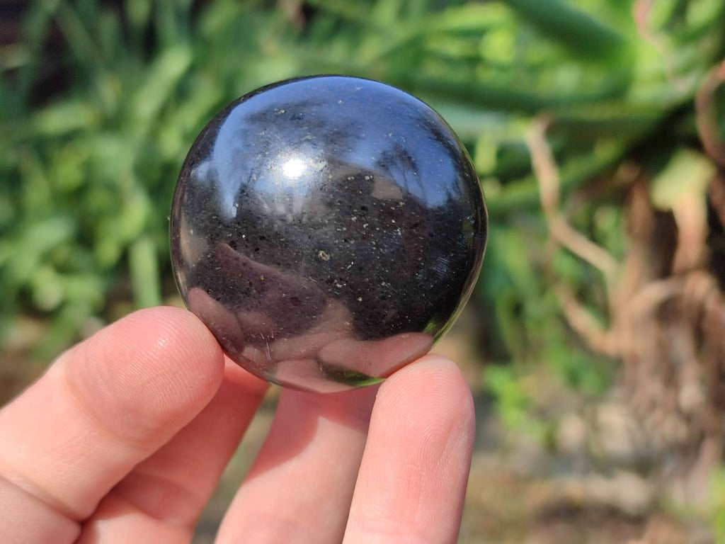 Polished Black Basalt Palm Stone x 12 From Antsirabe, Madagascar - Toprock Gemstones and Minerals 