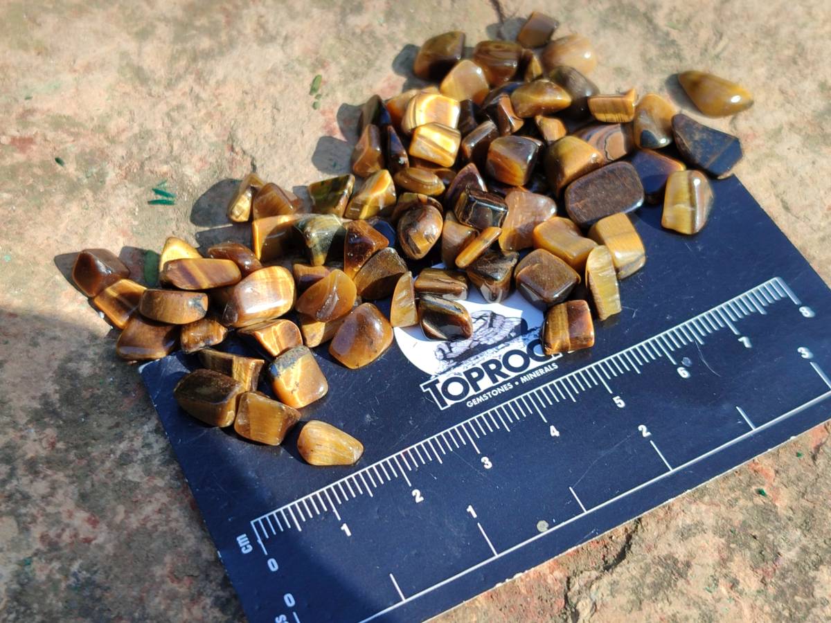 Polished Golden Tiger's Eye Mini Tumbled Stones x 6 Bags From Prieska, South Africa - Toprock Gemstones and Minerals 