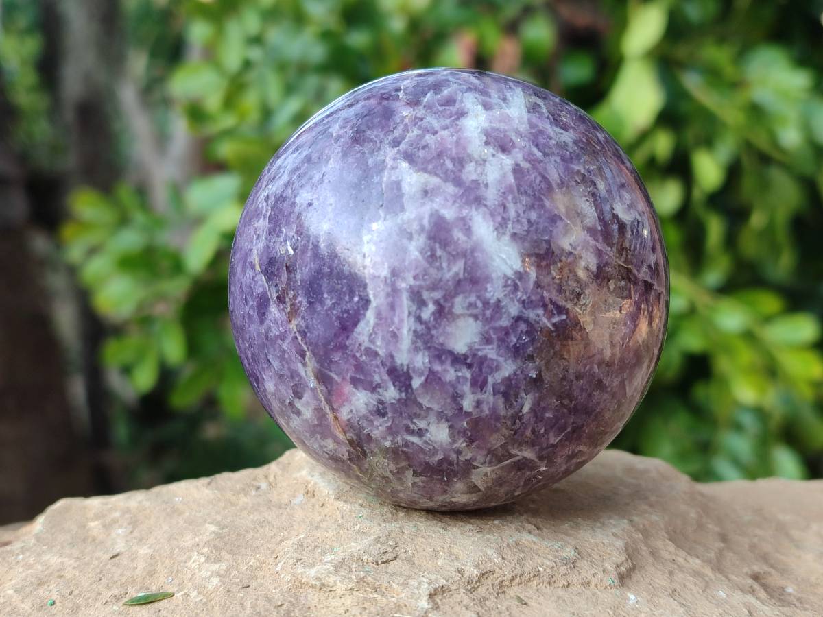 Polished Lepidolite With Pink Rubellite Spheres x 4 From Ambatondrazaka, Madagascar - Toprock Gemstones and Minerals 