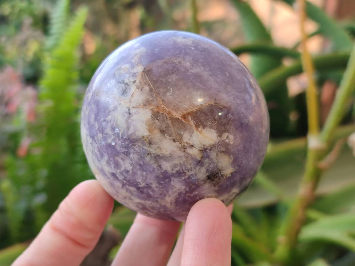 Polished Lepidolite With Pink Rubellite Spheres x 4 From Ambatondrazaka, Madagascar - Toprock Gemstones and Minerals 