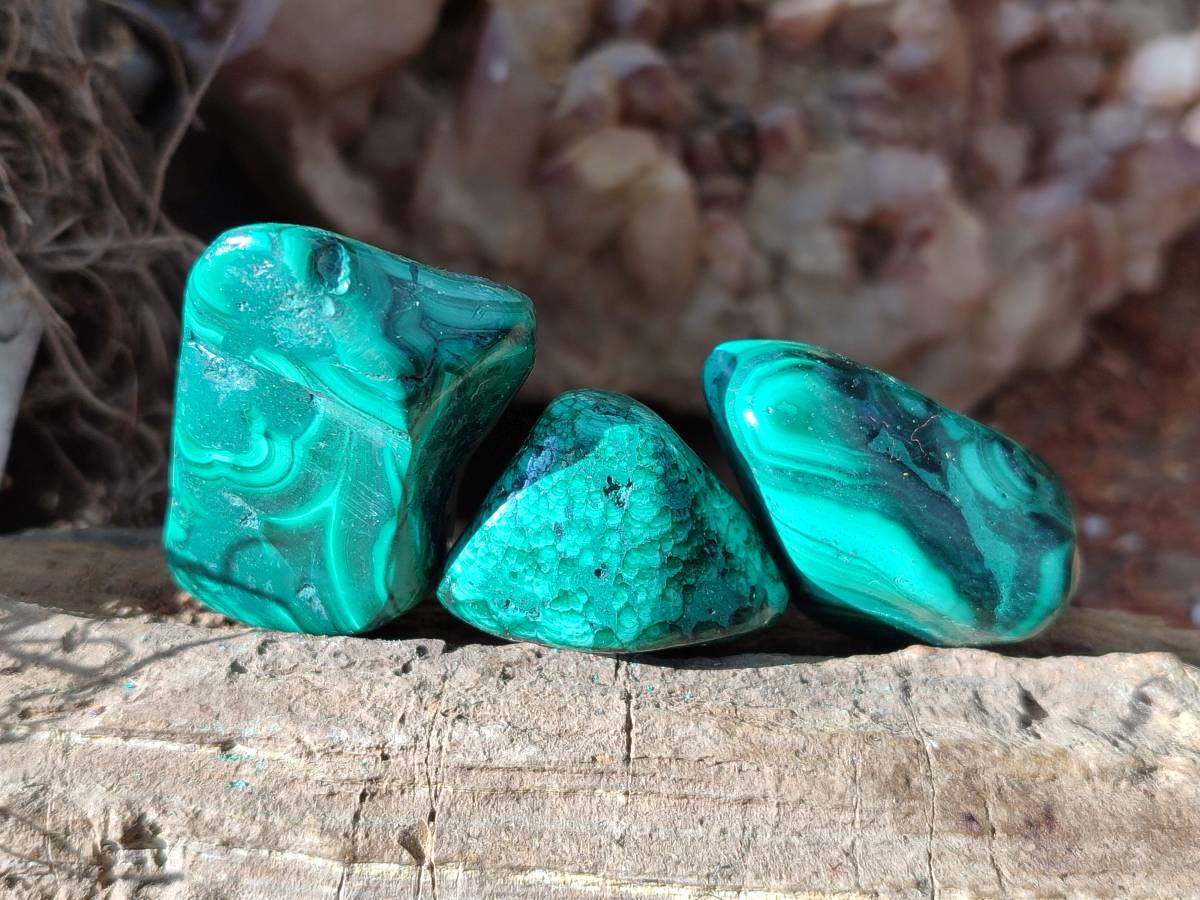 Polished Flower Banded Malachite Free Forms x 35 From Congo - Toprock Gemstones and Minerals 