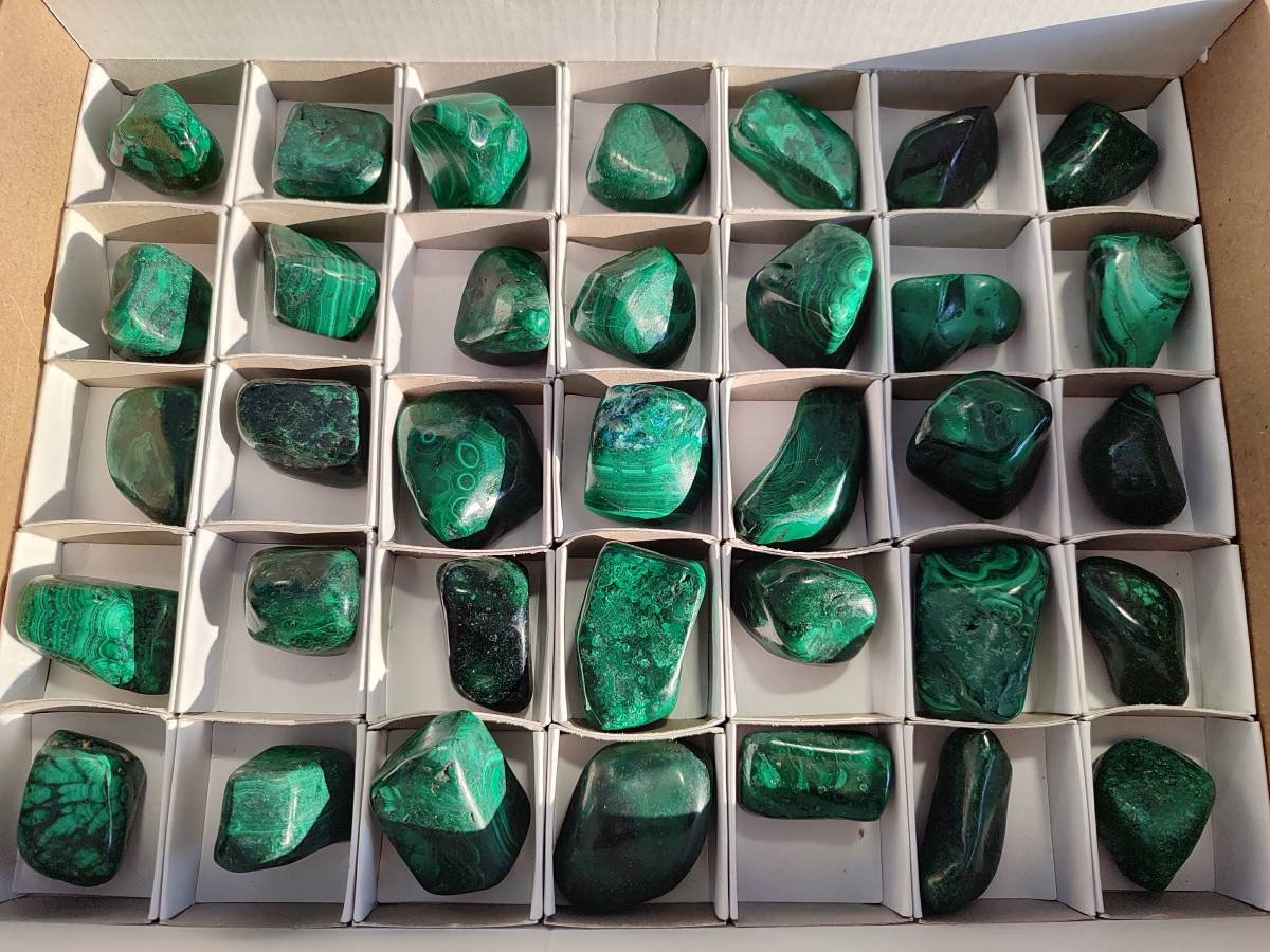 Polished Flower Banded Malachite Free Forms x 35 From Congo - Toprock Gemstones and Minerals 