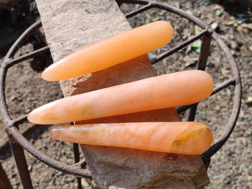 Polished Orange Twist Calcite Massage Wands x 7 From Maevantanana, Madagascar - Toprock Gemstones and Minerals 