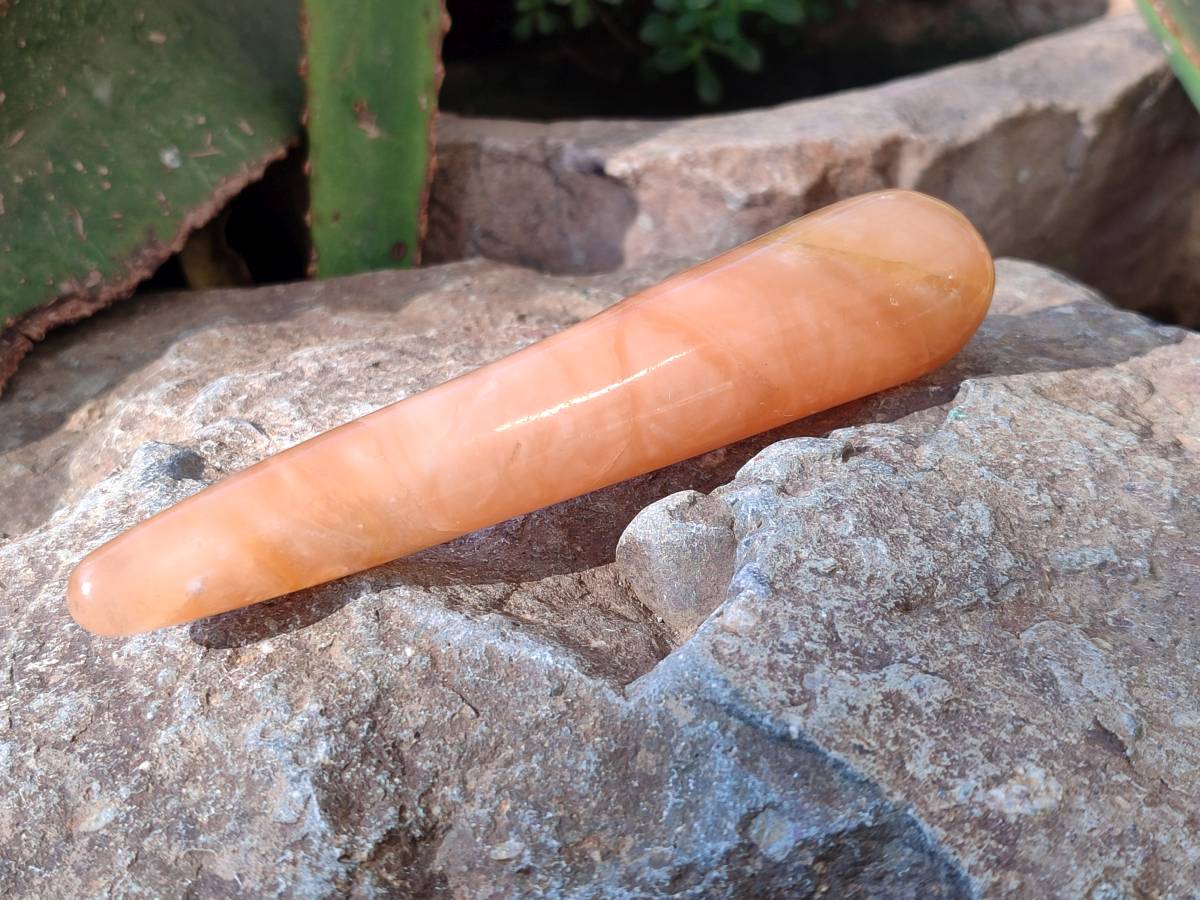 Polished Orange Twist Calcite Massage Wands x 7 From Maevantanana, Madagascar - Toprock Gemstones and Minerals 