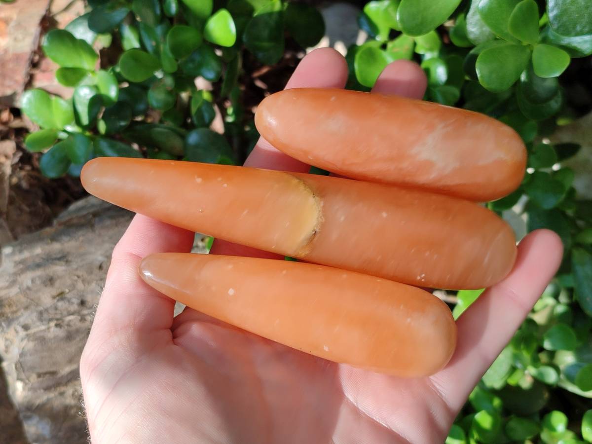Polished Orange Twist Calcite Massage Wands x 7 From Maevantanana, Madagascar - Toprock Gemstones and Minerals 