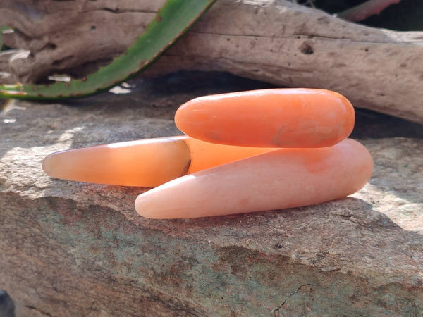 Polished Orange Twist Calcite Massage Wands x 7 From Maevantanana, Madagascar