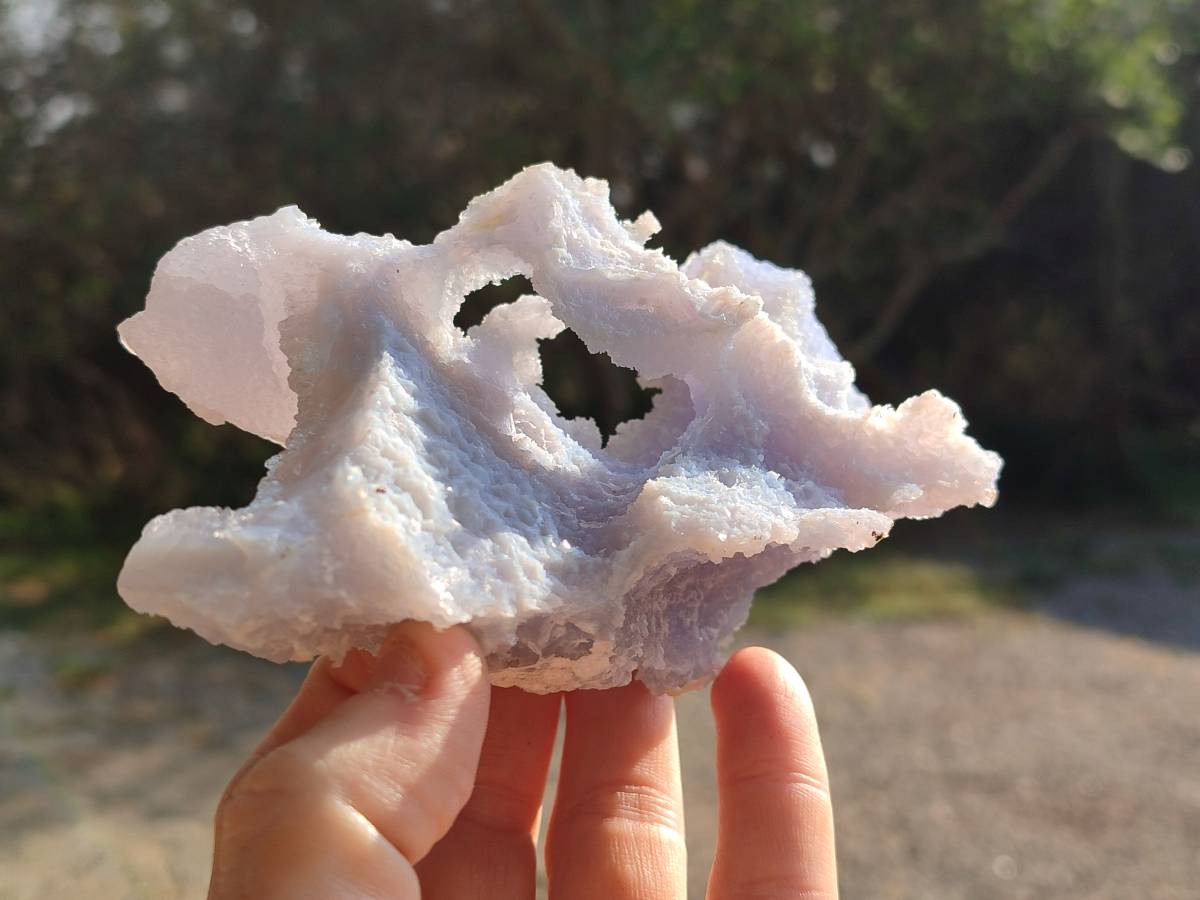 Natural Etched Blue Chalcedony Geodes x 3 From Nsanje, Malawi - Toprock Gemstones and Minerals 