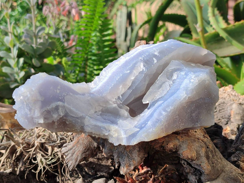 Natural Etched Blue Chalcedony Geodes x 3 From Nsanje, Malawi - Toprock Gemstones and Minerals 