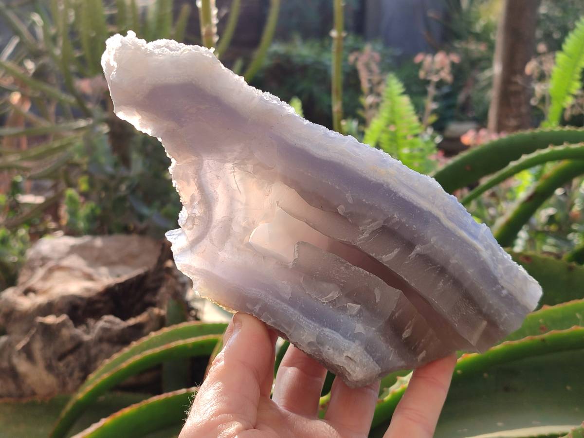 Natural Etched Blue Chalcedony Geodes x 3 From Nsanje, Malawi - Toprock Gemstones and Minerals 