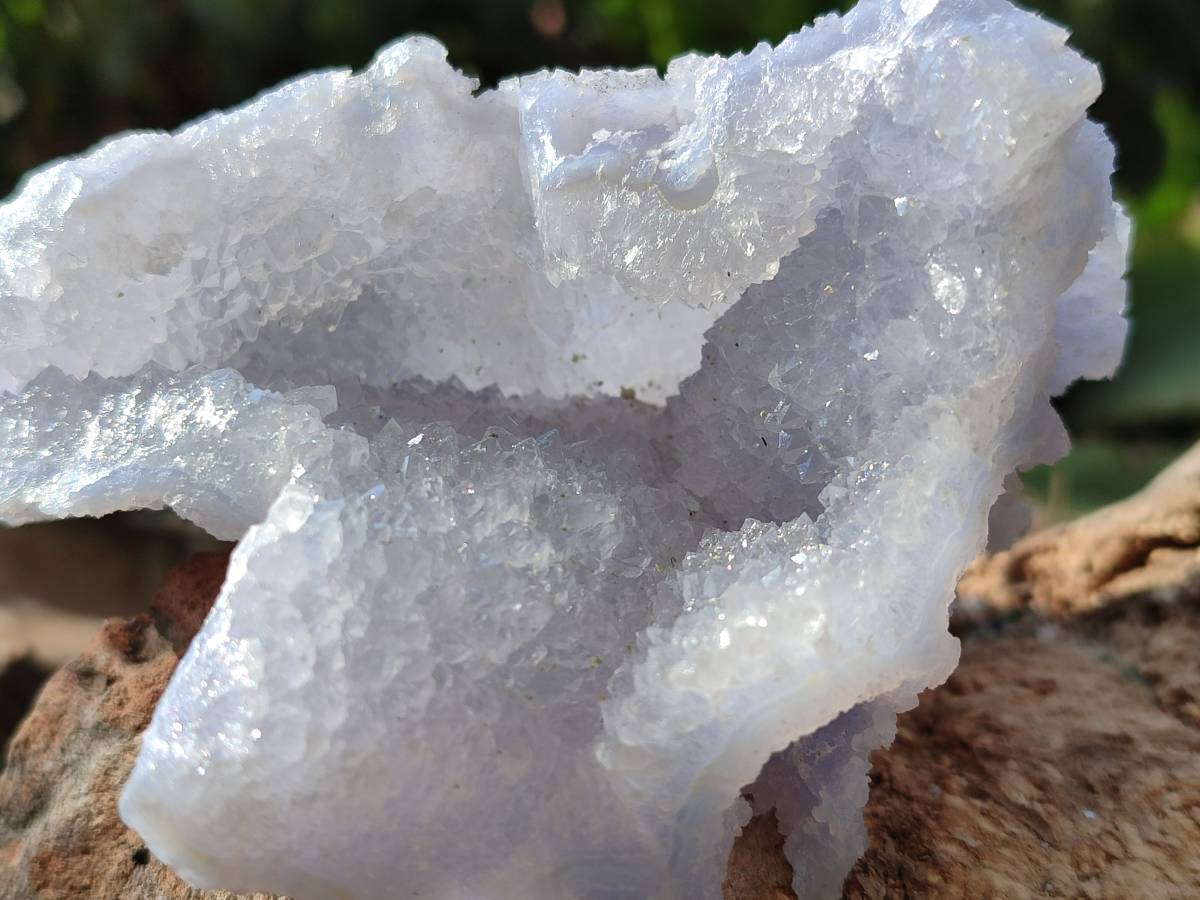 Natural Etched Blue Chalcedony Geodes x 3 From Nsanje, Malawi - Toprock Gemstones and Minerals 