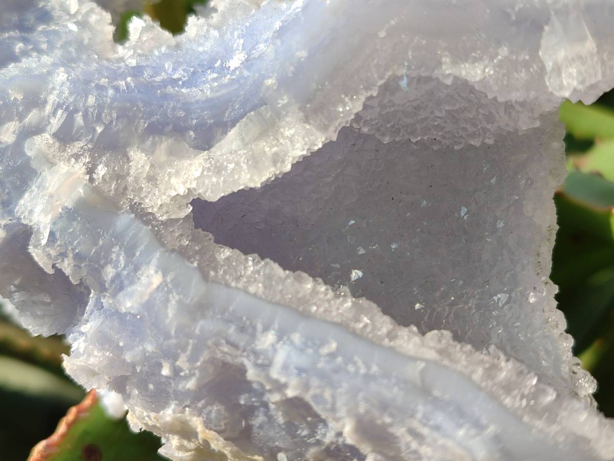 Natural Etched Blue Chalcedony Geodes x 3 From Nsanje, Malawi - Toprock Gemstones and Minerals 