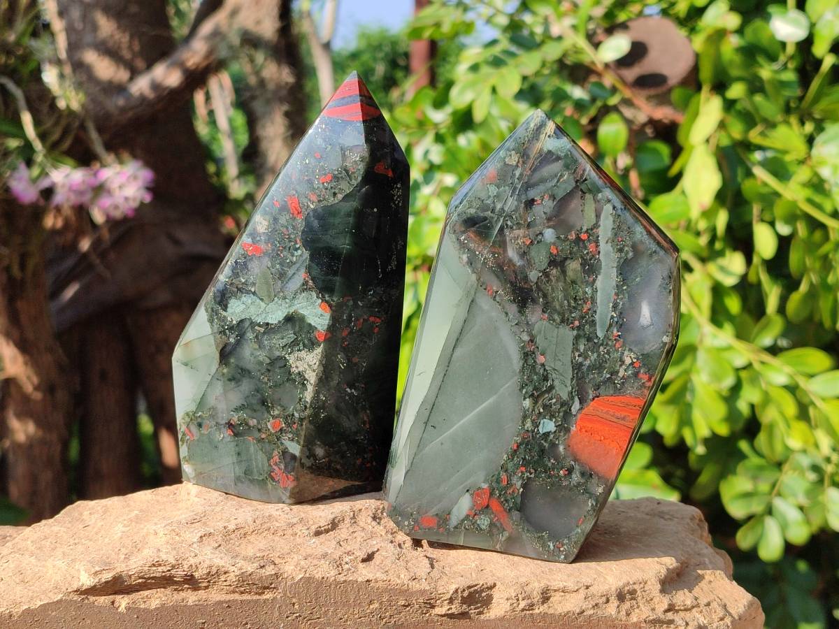 Polished Bloodstone Points x 2 From Swaziland - Toprock Gemstones and Minerals 