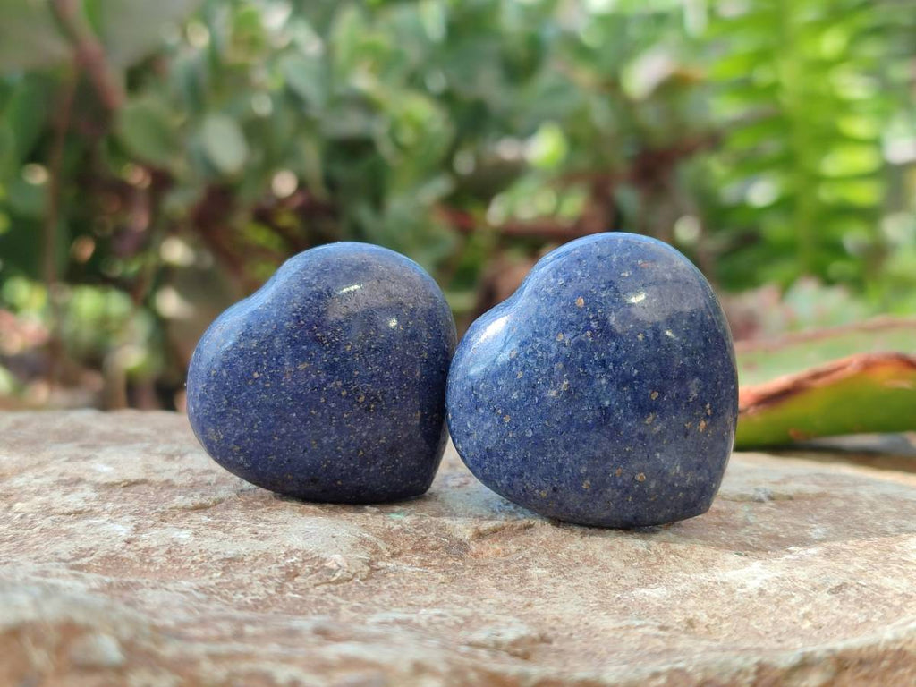 Polished Lazulite Hearts x 35 From Madagascar - Toprock Gemstones and Minerals 