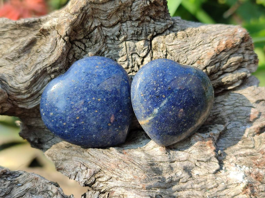 Polished Lazulite Hearts x 35 From Madagascar - Toprock Gemstones and Minerals 