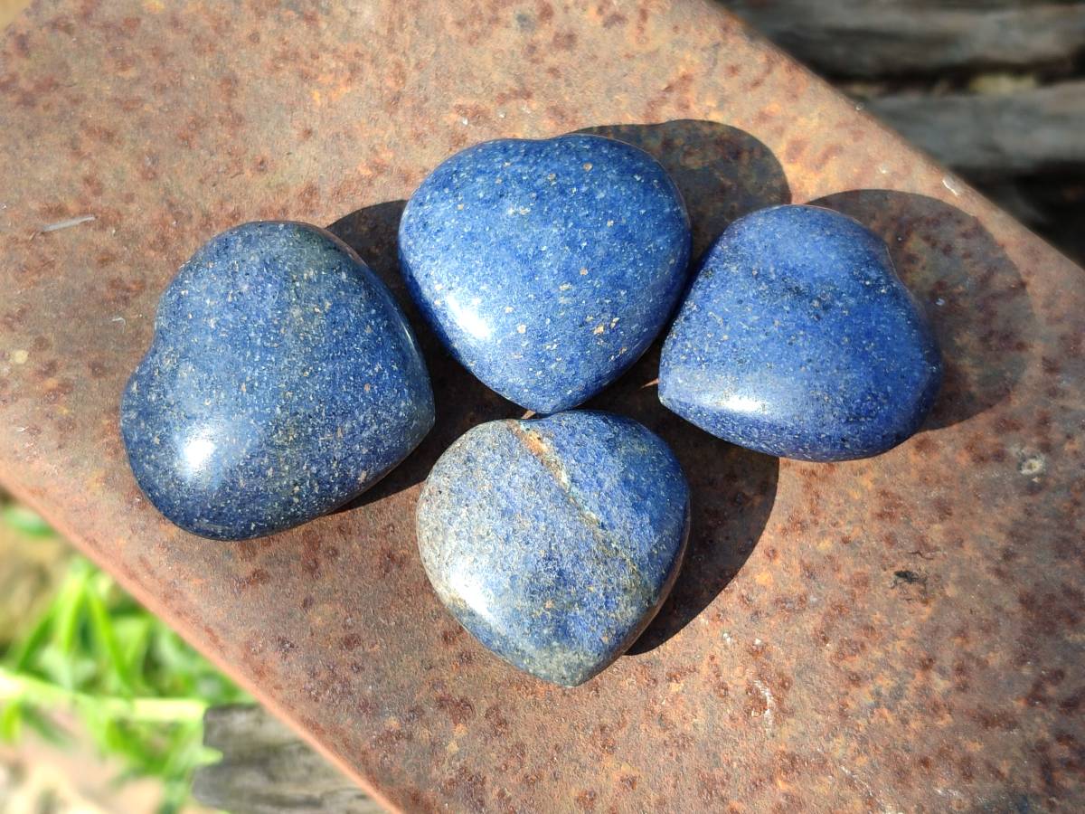 Polished Lazulite Hearts x 35 From Madagascar - Toprock Gemstones and Minerals 