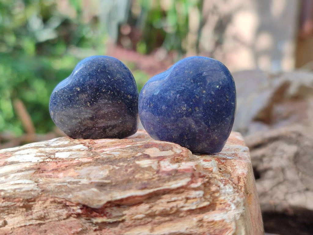 Polished Lazulite Hearts x 35 From Madagascar - Toprock Gemstones and Minerals 