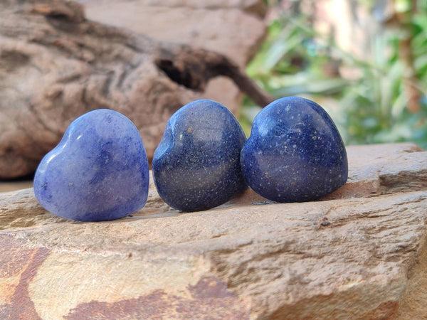 Polished Lazulite Hearts x 35 From Madagascar