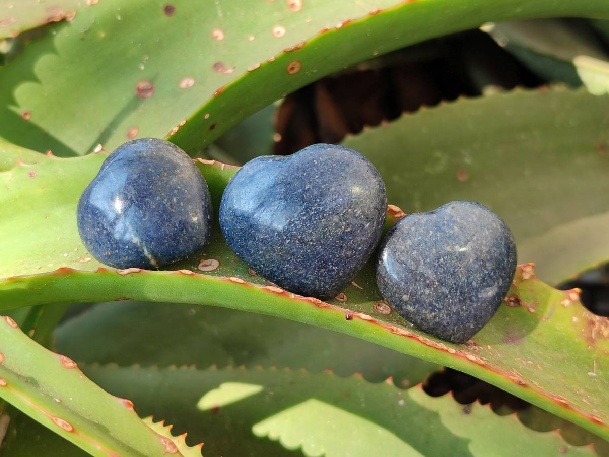 Polished Lazulite Hearts x 35 From Madagascar - Toprock Gemstones and Minerals 
