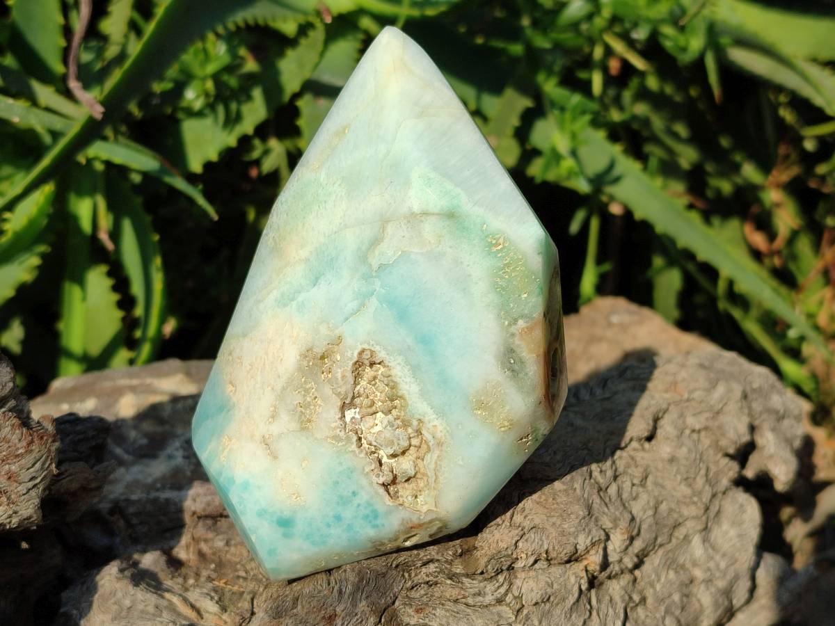 Polished Blue Smithsonite Aragonite Point x 2 From Congo - Toprock Gemstones and Minerals 