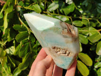 Polished Blue Smithsonite Aragonite Point x 2 From Congo