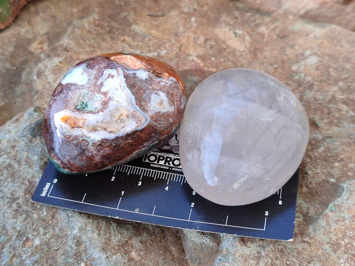 Polished Mixed Selected Multi Mineral Palm Stones x 35 From Madagascar - Toprock Gemstones and Minerals 