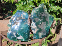 Polished On One Side Emerald Mtorolite Plates x 2 From Mutorashanga, Zimbabwe