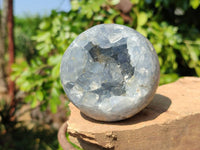 Polished Blue Celestite Geode Spheres x 4 From Sakoany, Madagascar