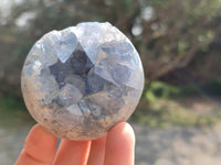 Polished Blue Celestite Geode Spheres x 4 From Sakoany, Madagascar