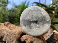 Polished Blue Celestite Geode Spheres x 4 From Sakoany, Madagascar