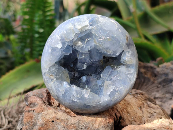 Polished Blue Celestite Geode Spheres x 4 From Sakoany, Madagascar