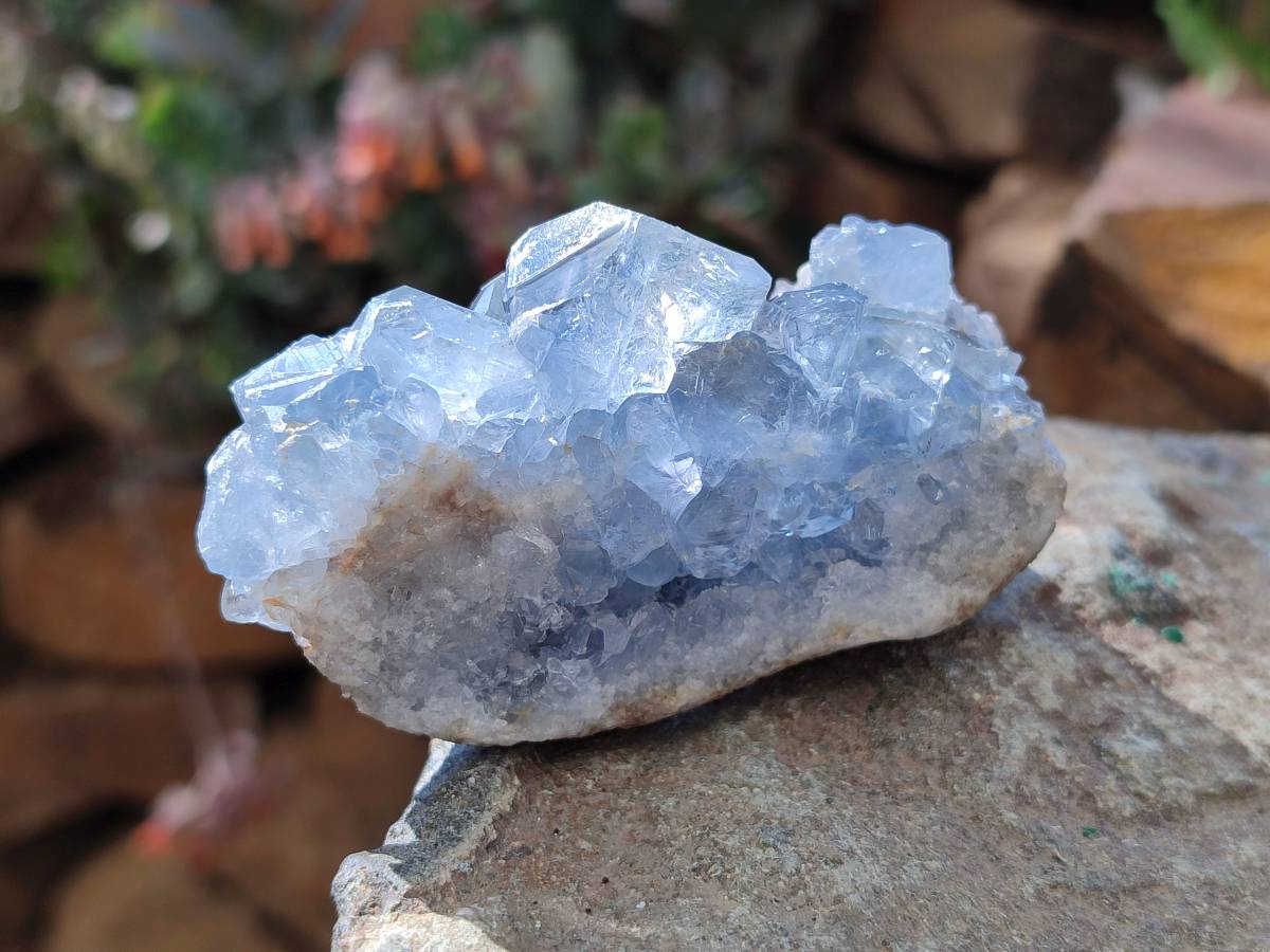 Natural Blue Celestite Crystal Specimens x 6 From Sakoany, Madagascar - Toprock Gemstones and Minerals 