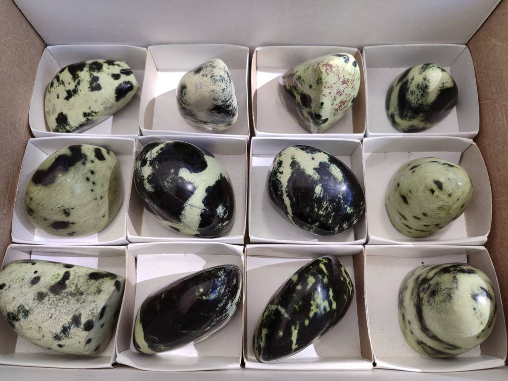 Polished Leopard Stone Standing Free Forms x 12 From Nyanga, Zimbabwe - Toprock Gemstones and Minerals 