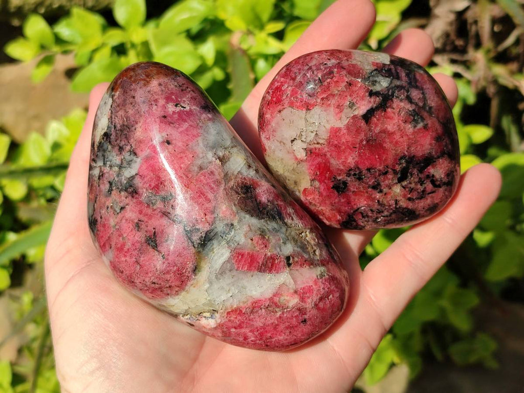 Polished Rhodonite Free Form x 1 Standing Free Form x 4 From Rhusinga, Zimbabwe - Toprock Gemstones and Minerals 