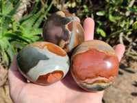 Polished Polychrome Jasper Gallets x 6, Heart x 1 From NW Coast, Madagascar