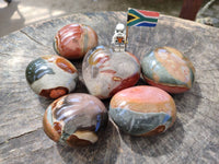 Polished Polychrome Jasper Gallets x 6, Heart x 1 From NW Coast, Madagascar