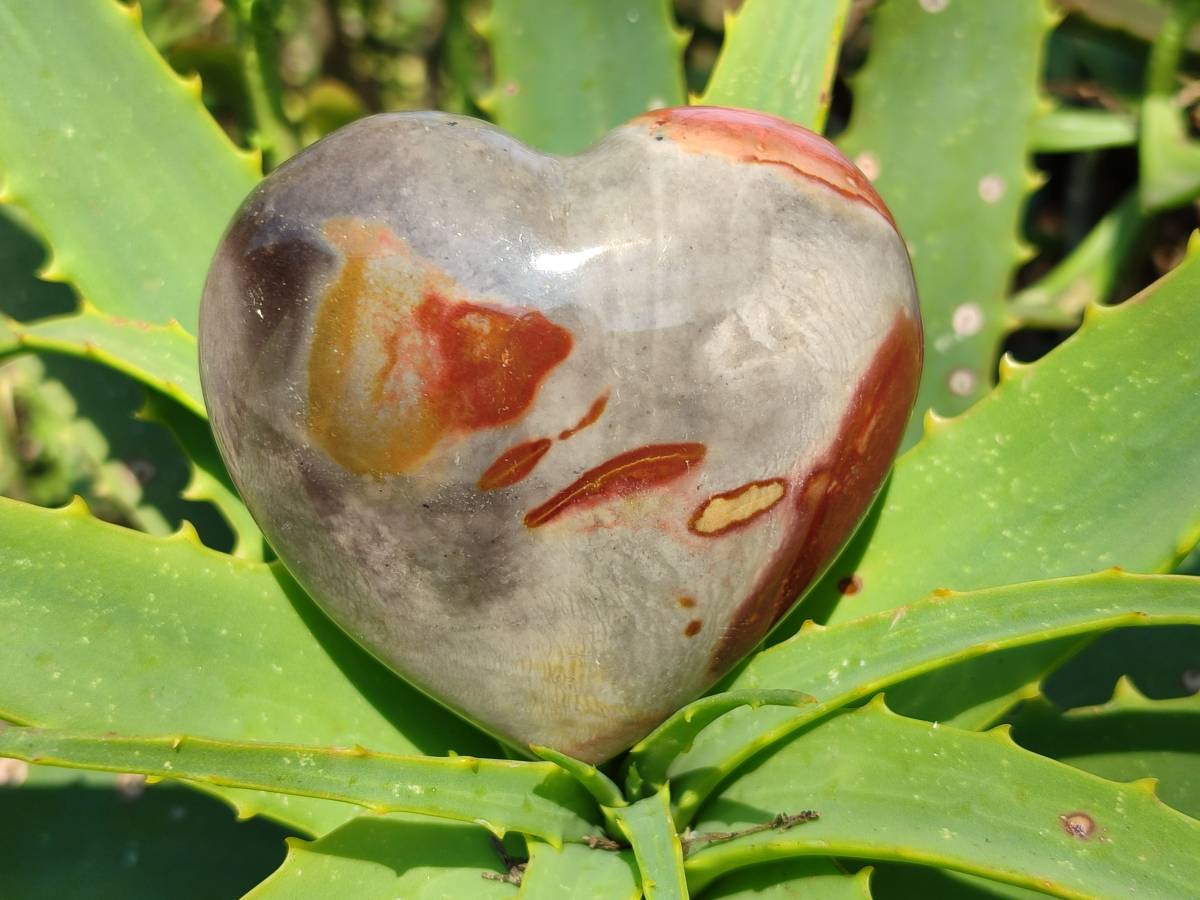 Polished Polychrome Jasper Gallets x 6, Heart x 1 From NW Coast, Madagascar - Toprock Gemstones and Minerals 