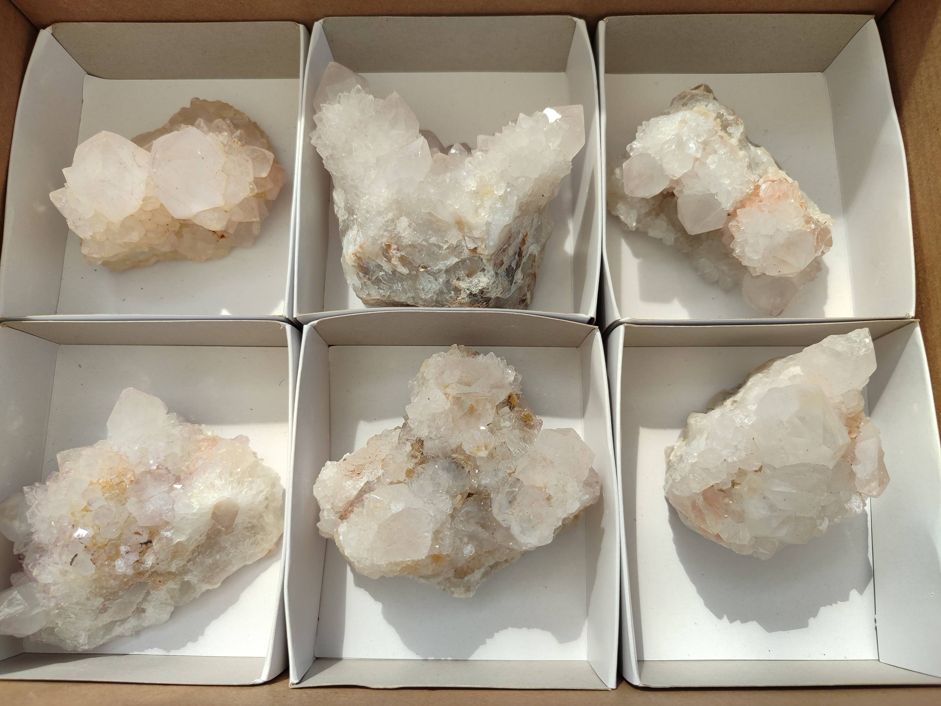 Natural White Spirit Quartz Clusters x 6 From Boekenhouthoek, South Africa - Toprock Gemstones and Minerals 