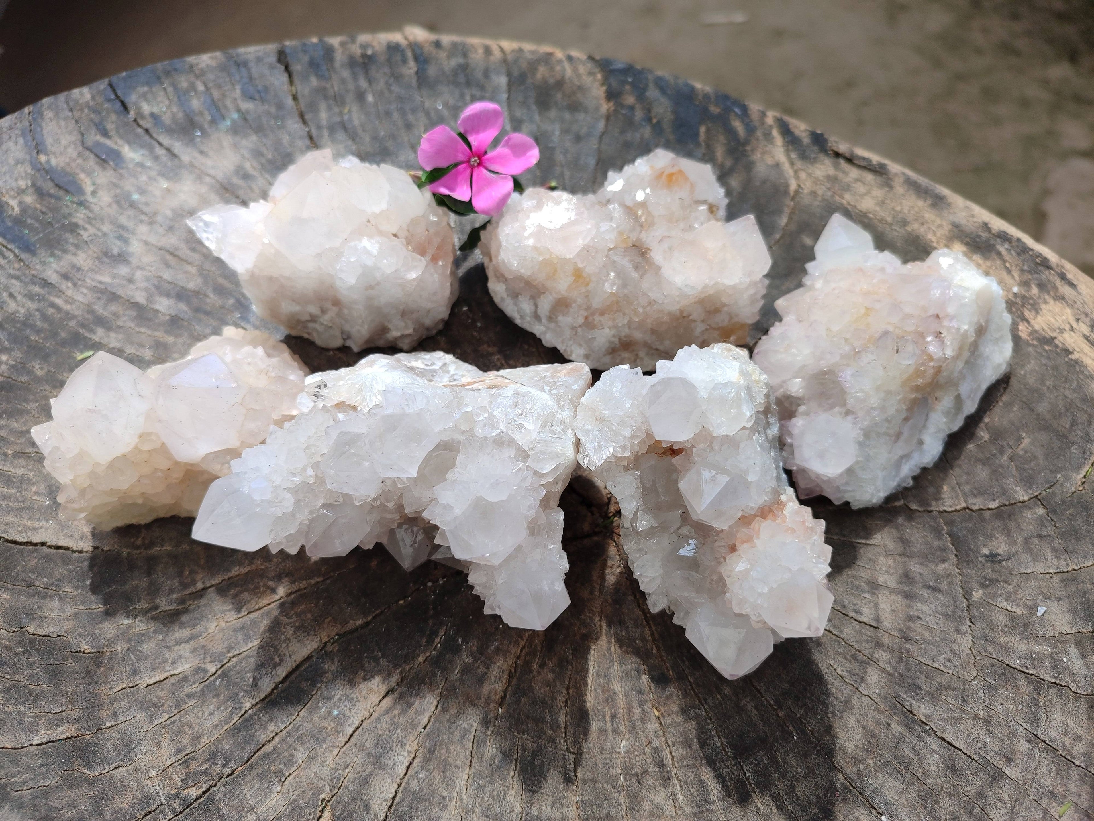 Natural White Spirit Quartz Clusters x 6 From Boekenhouthoek, South Africa - Toprock Gemstones and Minerals 