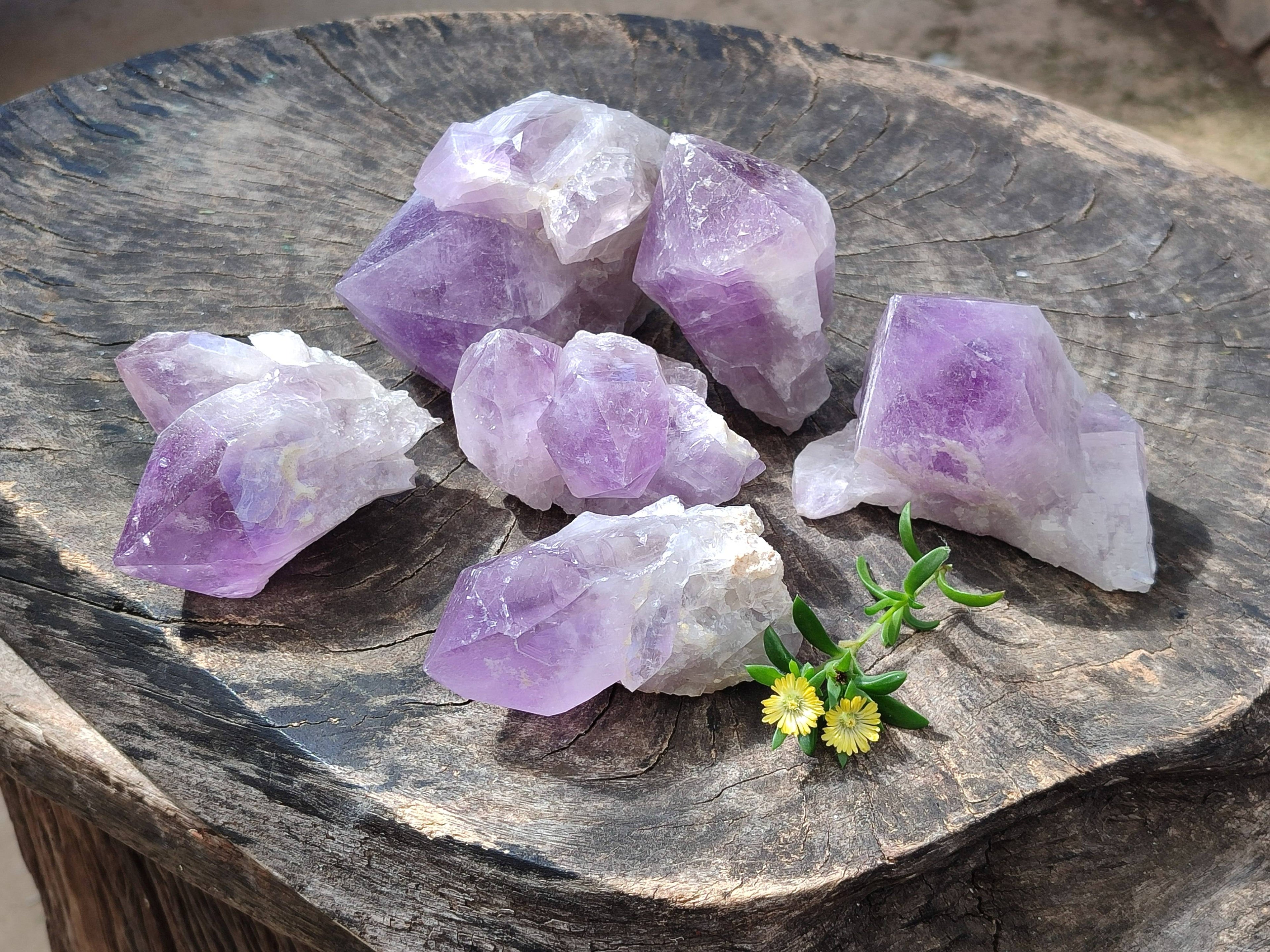 Natural Jacaranda Amethyst Quartz Crystals x 6 From Mumbwa, Zambia - Toprock Gemstones and Minerals 