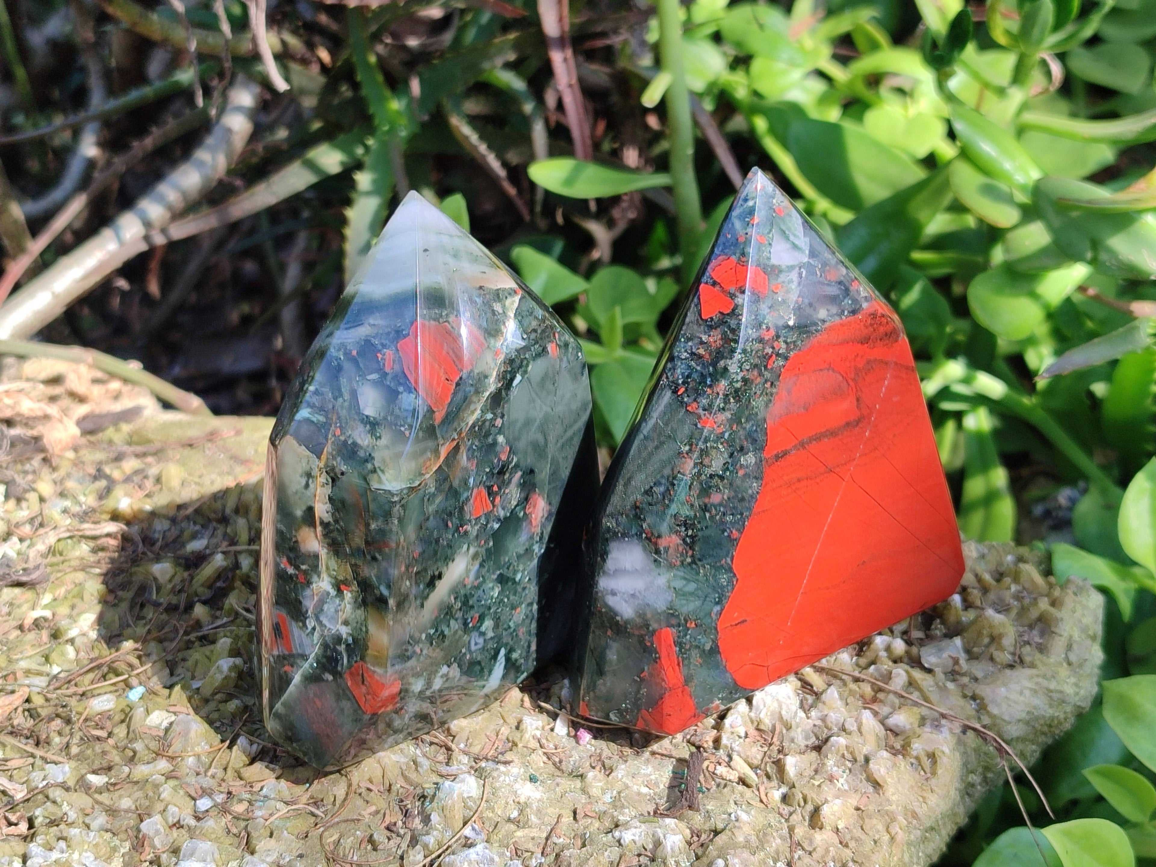 Polished Bloodstone Points x 3 From Swaziland - Toprock Gemstones and Minerals 