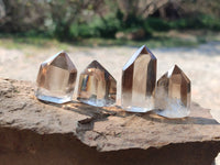 Polished Wispy Phantom Smokey Quartz Crystals x 20 From Madagascar
