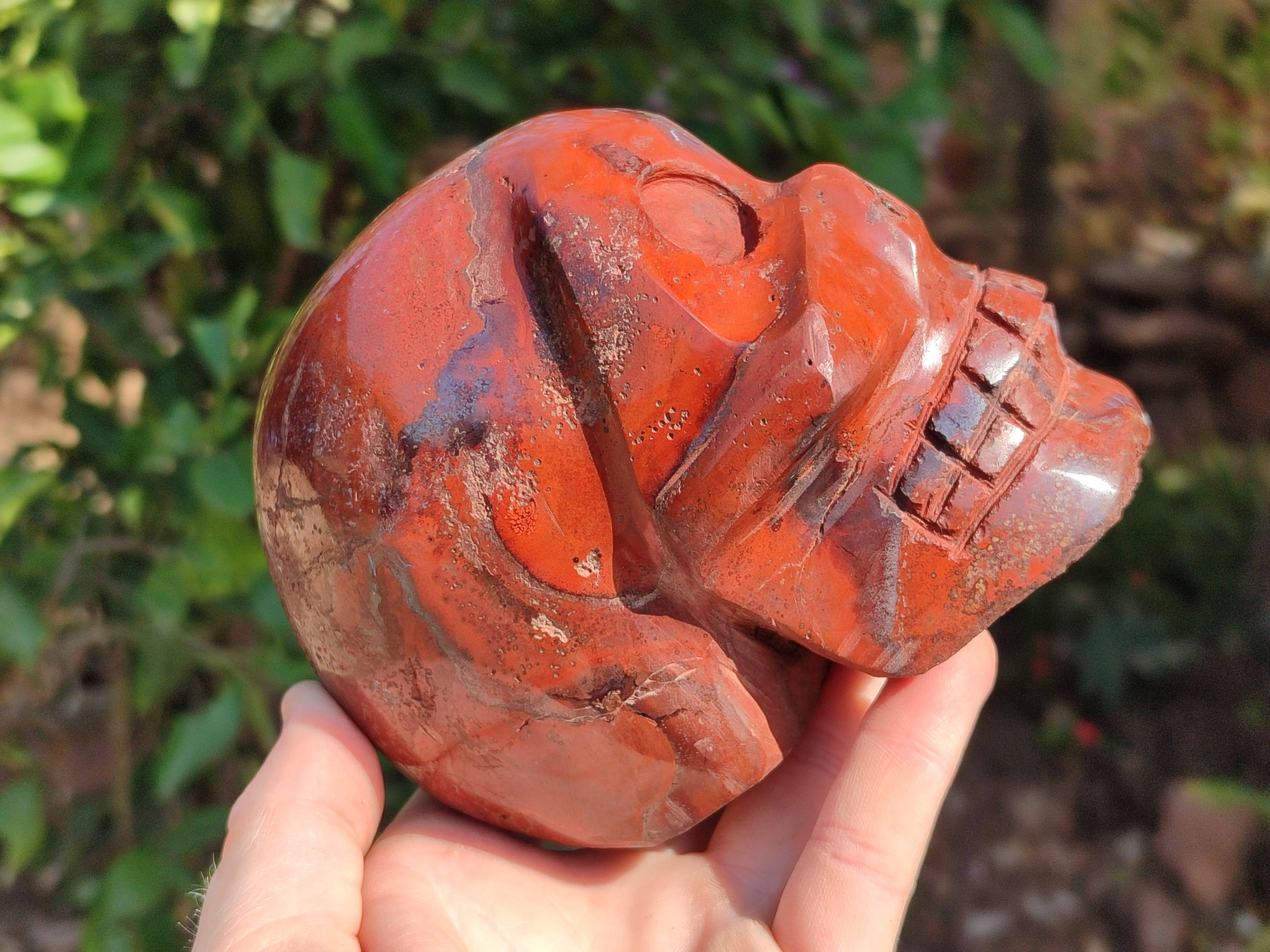 Hand Made Red Jasper Skull x 1 From Madagascar - Toprock Gemstones and Minerals 
